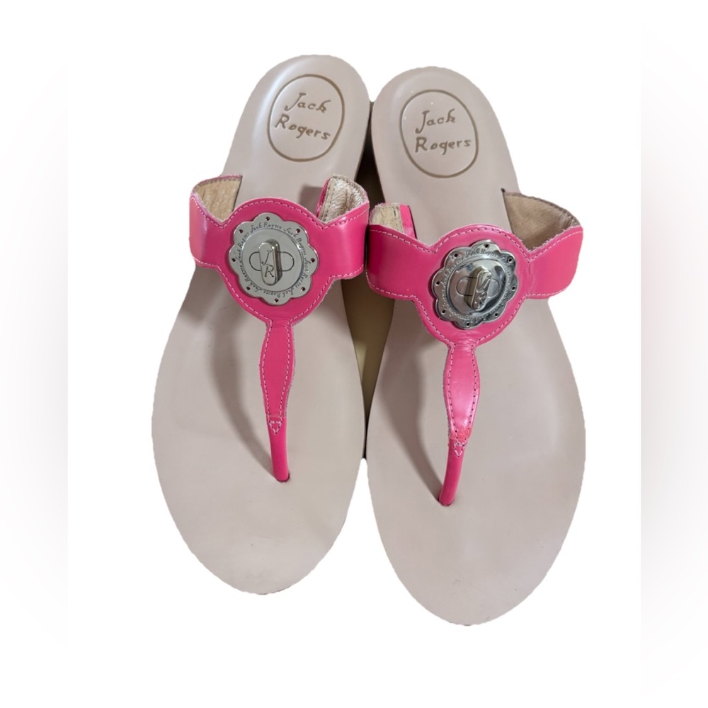 Jack Rogers Pink leather flat Sandals size 8